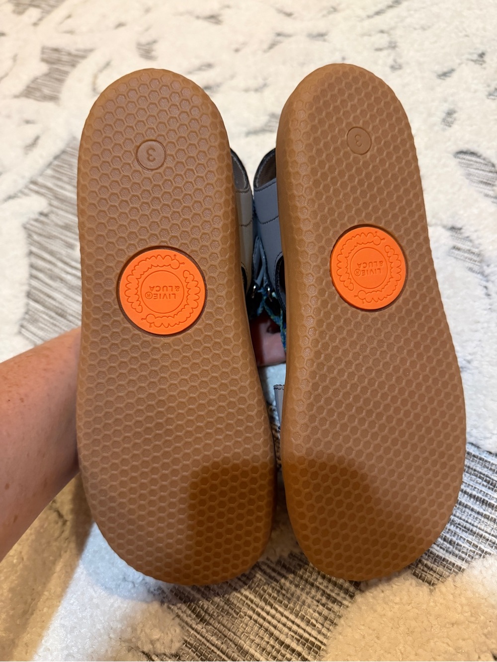 Livie & Luca New Kids size 3 Gray Sandals with Blue-Green Patterned Straps Ziggy - Picture 4 of 5
